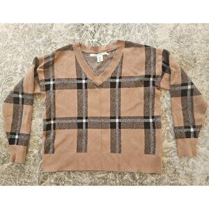 Max Studio Brown Plaid Sweater